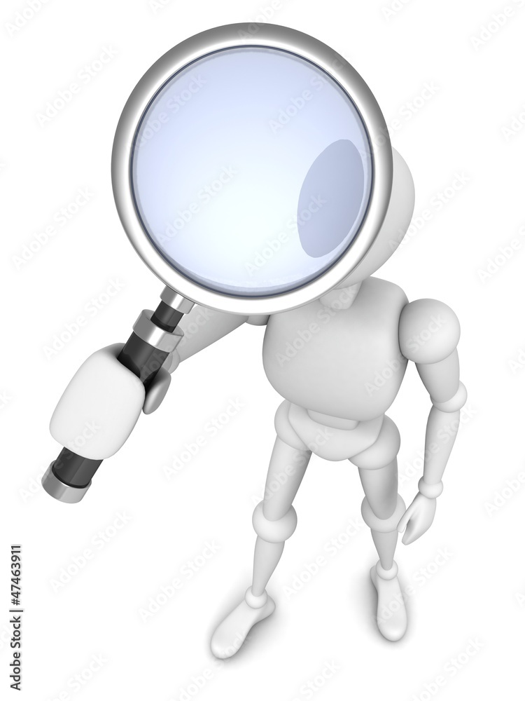 Fototapeta premium 3d man character with magnifying glass