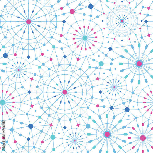 Vector blue abstract line art circles seamless pattern