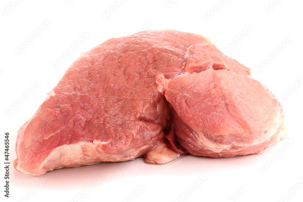 A large piece of pork isolated on white