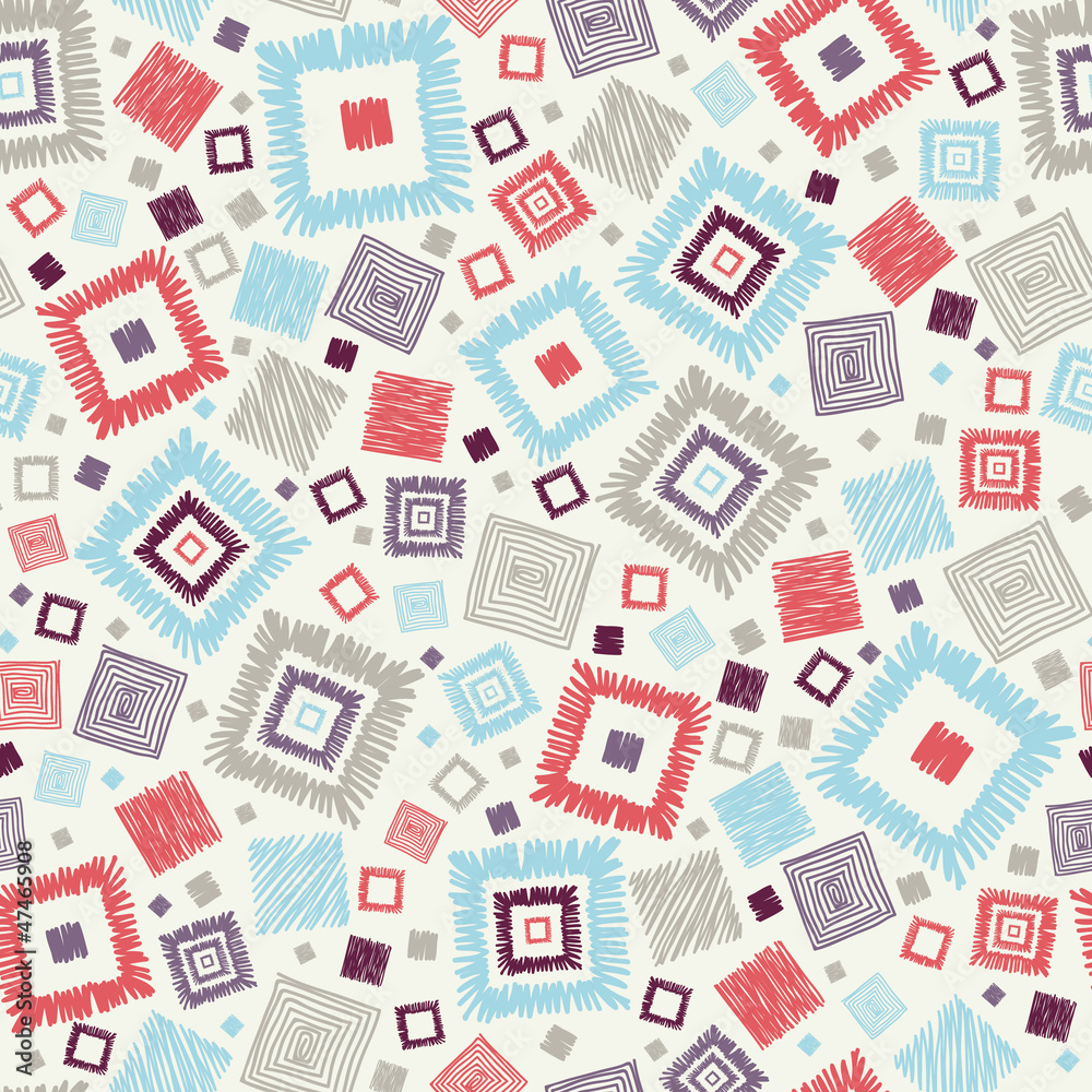Vector textured geometric squares seamless pattern background
