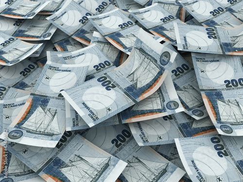 Many 200 banknotes of cape verde. 200 escudos currency. photo