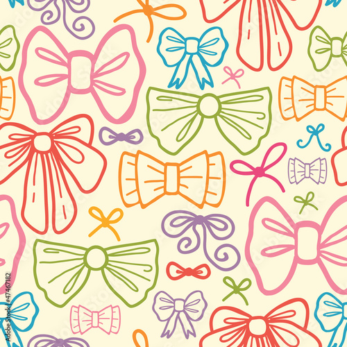 Vector colorful bows seamless pattern background with hand drawn