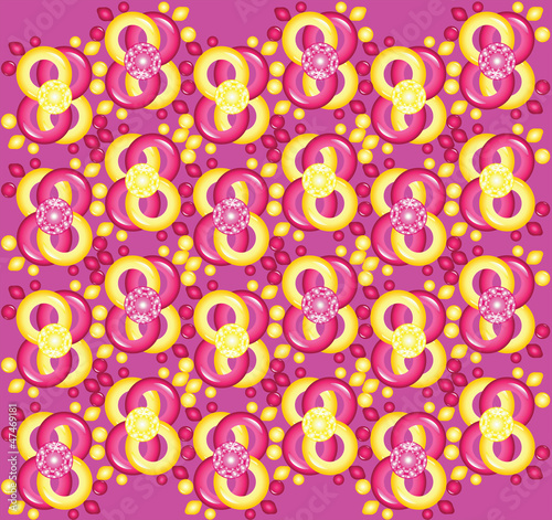 Colorful wallpaper from beads on pink background