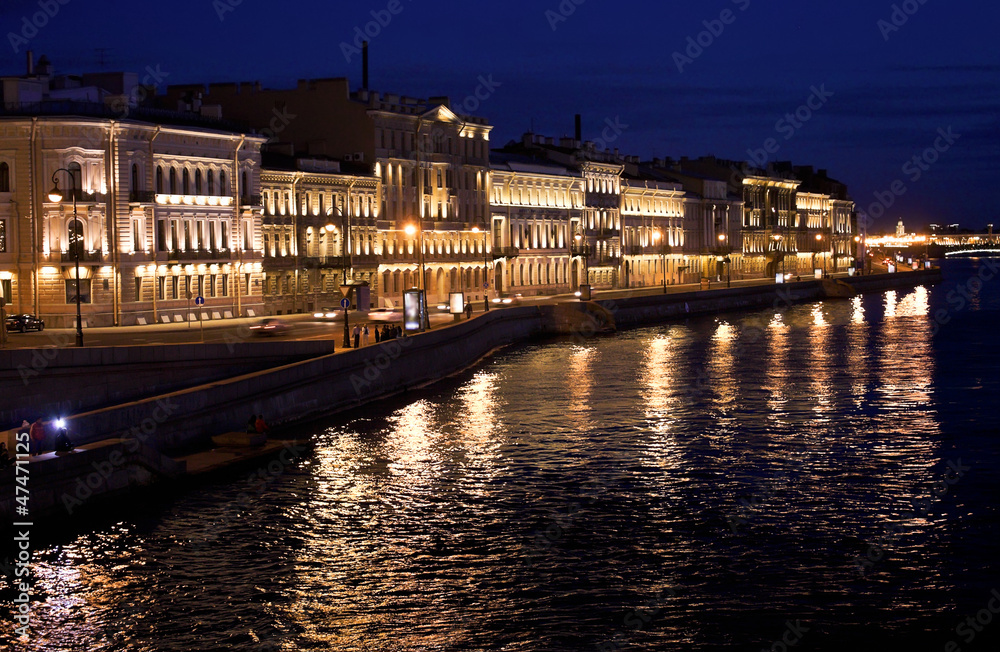 Night St. Petersburg. View of the Neva
