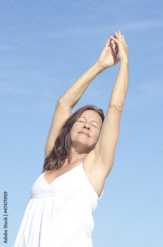 Relaxed sexy senior woman isolated outdoor Relaxed sexy senior woman isolated outdoor
