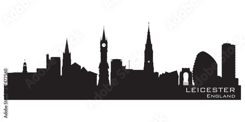 Leicester, England skyline. Detailed silhouette photo
