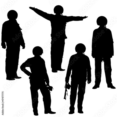 Vector illustration of military pilot silhouette. Isolated on wh