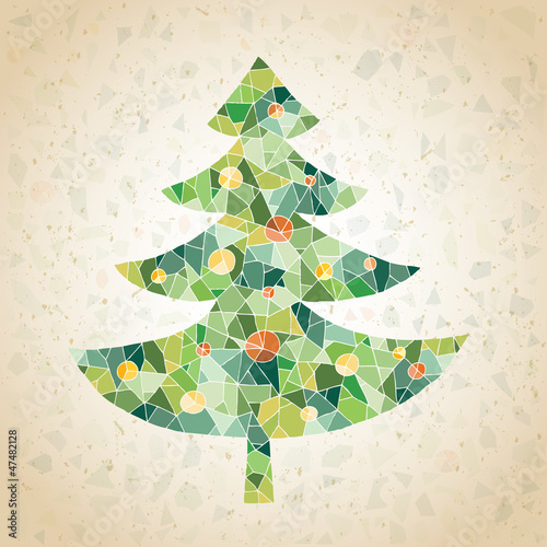 Christmas Tree Greeting Card ... mosaic in green