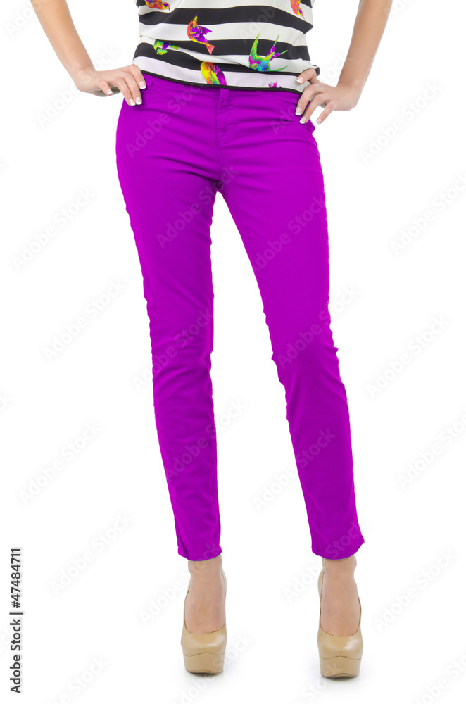 Naklejka premium Model with trousers isolated on white