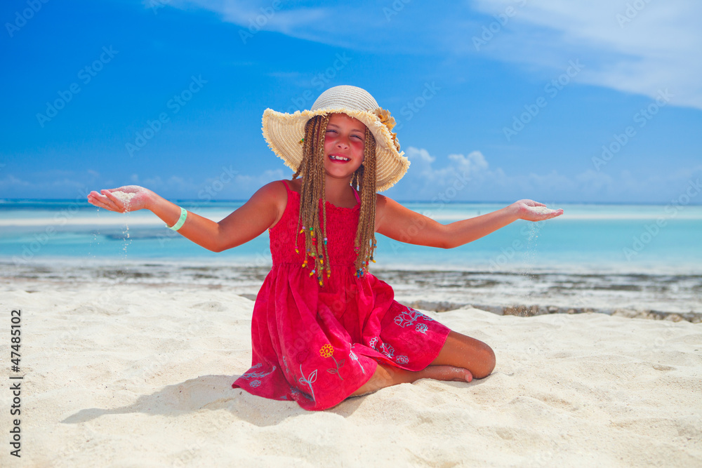 tropical girl with frangipani flower