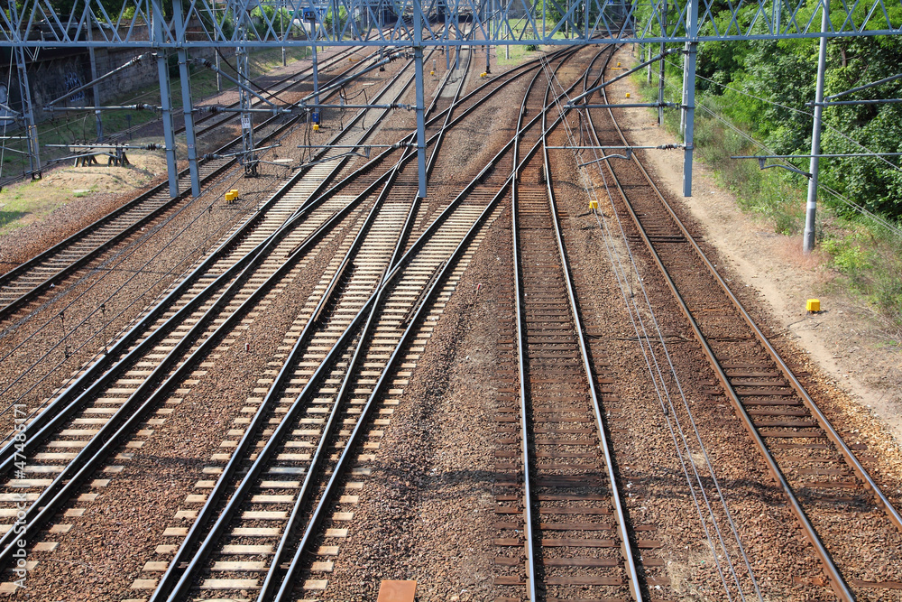 Railway tracks in Poznan, Poland