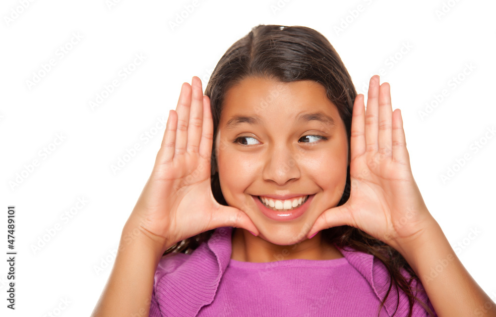 Pretty Hispanic Girl Framing Her Face with Hands Pretty Hispanic Girl Framing Her Face with Hands