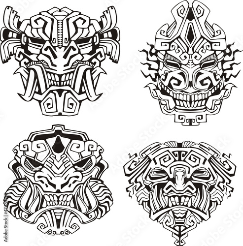 Aztec monster totem masks