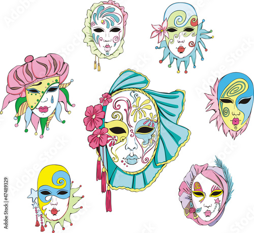 Women in Venetian carnival masks