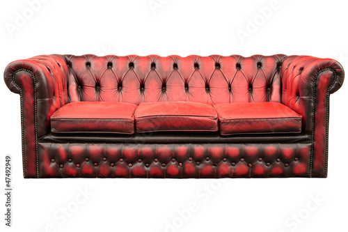 Konstfotografi Vintage red sofa isolated on white