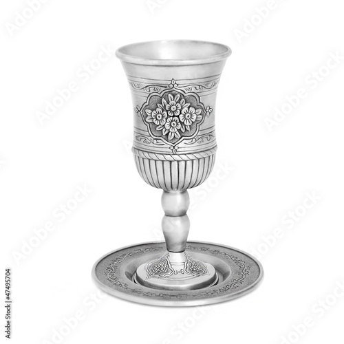 Steel jewish cup isolated photo