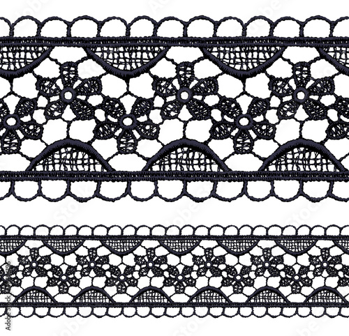 Black openwork lace seamless border.