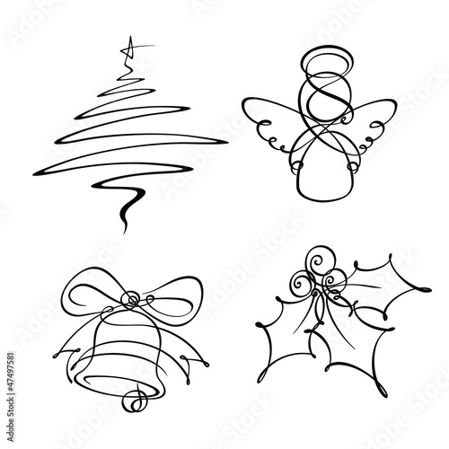 four Christmas Single Line Icons