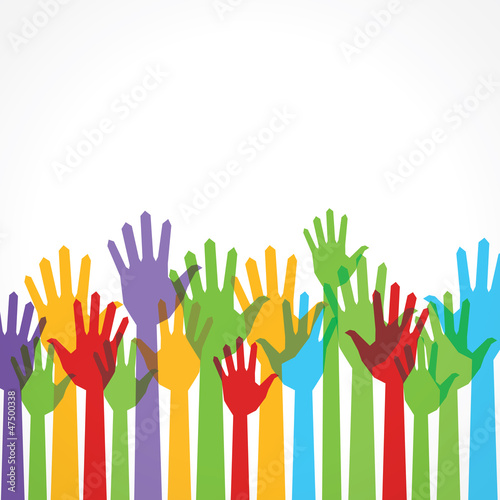 colorful hands show the unity stock vector