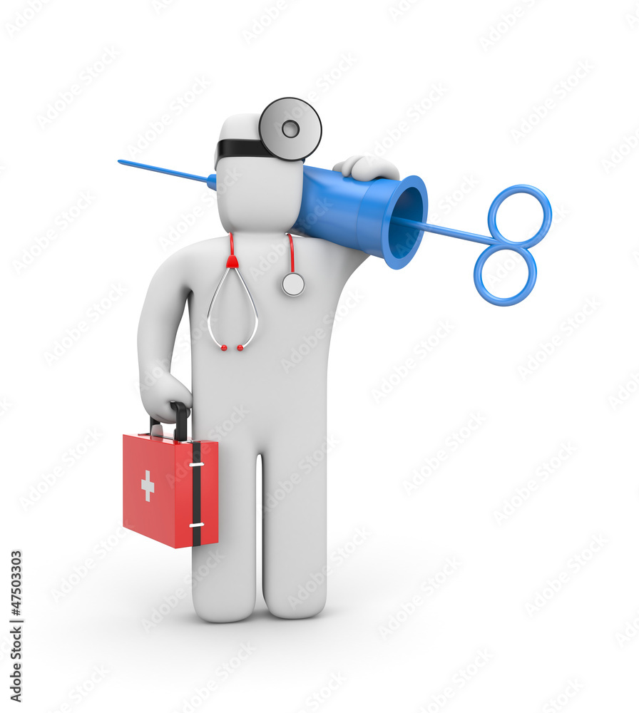 Doctor with syringe (retro style)