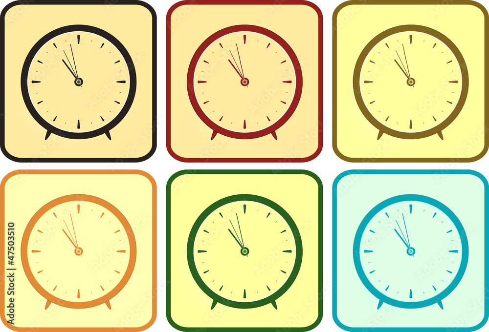 set isolated colorful clock in frame set isolated colorful clock in frame