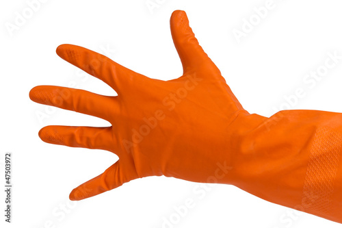 hand in orange glove count to five
