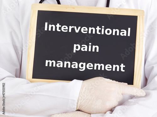 Doctor shows information: interventional pain management
