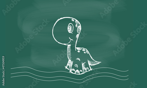 Dinosaur graphic vector on the blackboard chalk