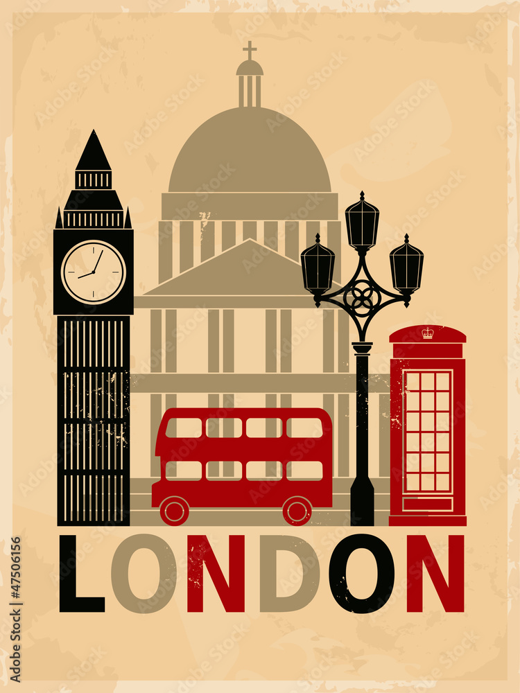 Vintage London Poster - obrazy, fototapety, plakaty 