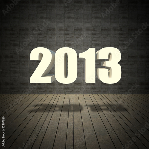 2013 new year text with vintage wall