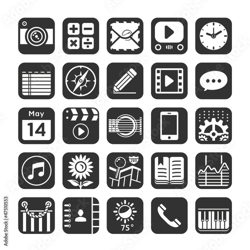 Application  icons for smartphone and web. Vector illustration.