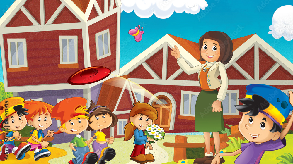 The kids on the playground - illustration for the children The kids on the playground - illustration for the children