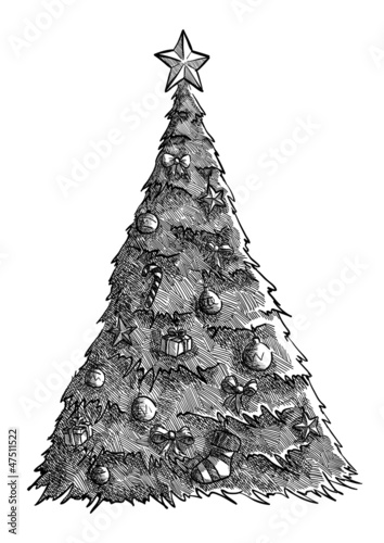 Doodle sketchy drawing of christmas tree