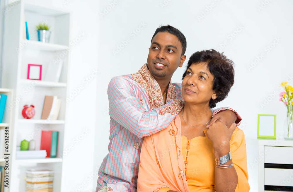Indian family looking away