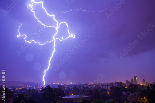 Lightning hits the city