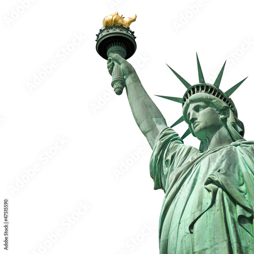 Statue de la liberté, isolé, fond blanc - New York, USA © Delphotostock