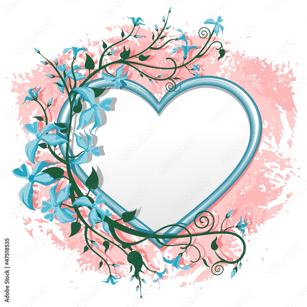 Valentine's Day Romantic Love Heart Frame-Cuore Cornice di Fiori Stock  Vector