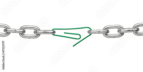 Fotografie broken metal chain link paper clip office