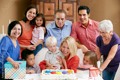Multi Generation Family Celebrating Children s Birthday