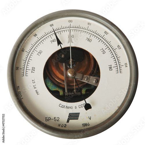 vintage barometer isolated over white