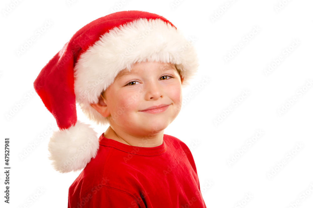 Portrait of happy child wearing Santa hat Portrait of happy child wearing Santa hat