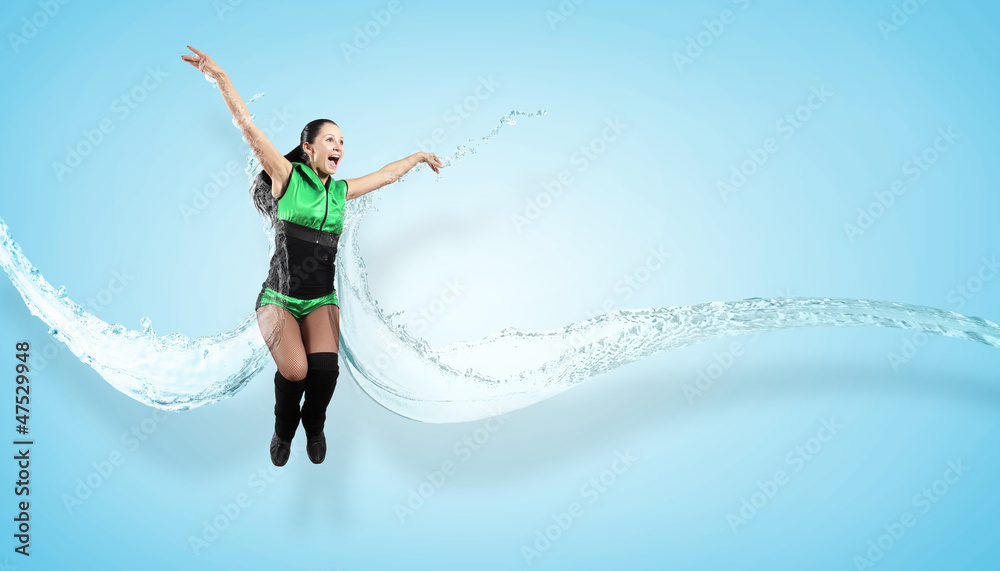 Young woman dancer. With lights effect. Young woman dancer. With lights effect.