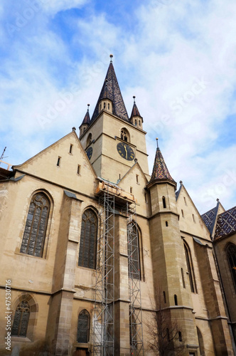 Facade of the evangelical cathedral of Sibiu, Romania