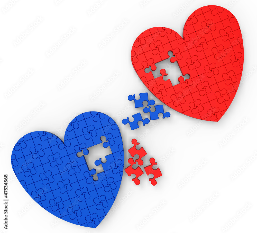 Two Hearts Puzzle Shows Engagement And Wedding Two Hearts Puzzle Shows Engagement And Wedding