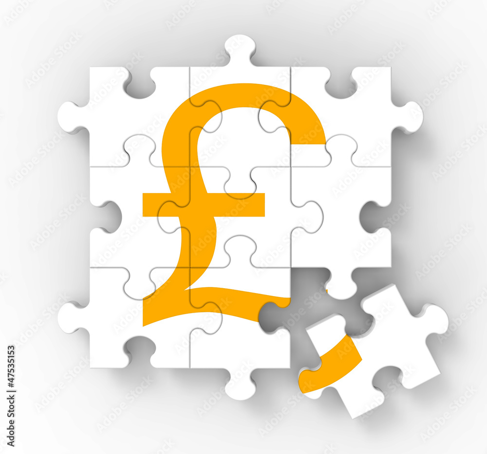 Fototapeta premium Pound Puzzle Showing Great Britain Banking Status