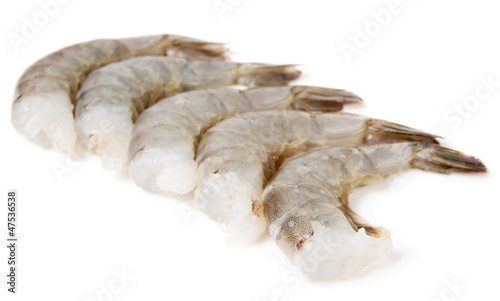 Raw prawns isolated on white