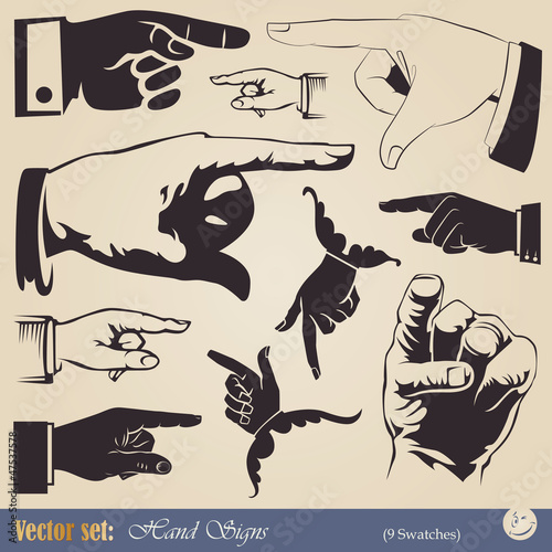 hands - pointing gesture in different styles