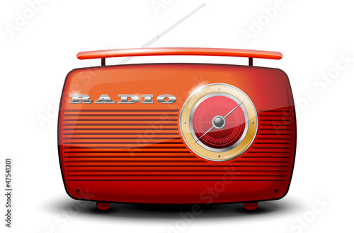 Red vintage radio on white background - vector file