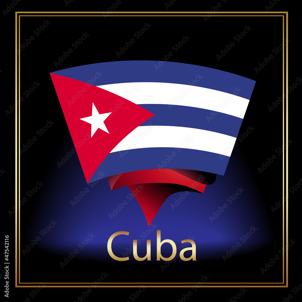 Obraz premium Flag of Cuba on the black background