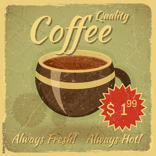 Grunge Card with Coffee Cup